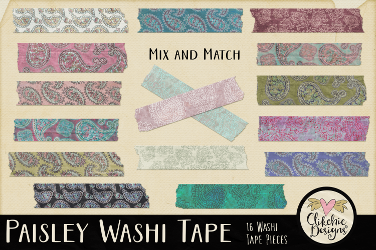 Washi Tape - Paisley Washi Tape Clipart Elements