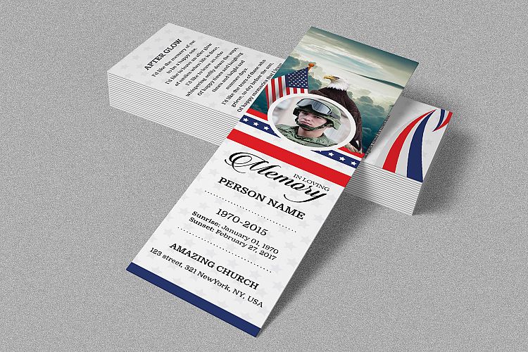 Funeral Bookmark for Army Military