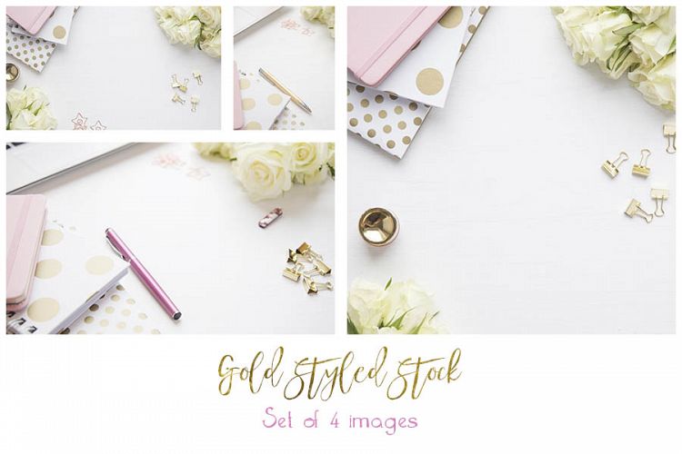 Pink and Gold Styled Desktop Photos