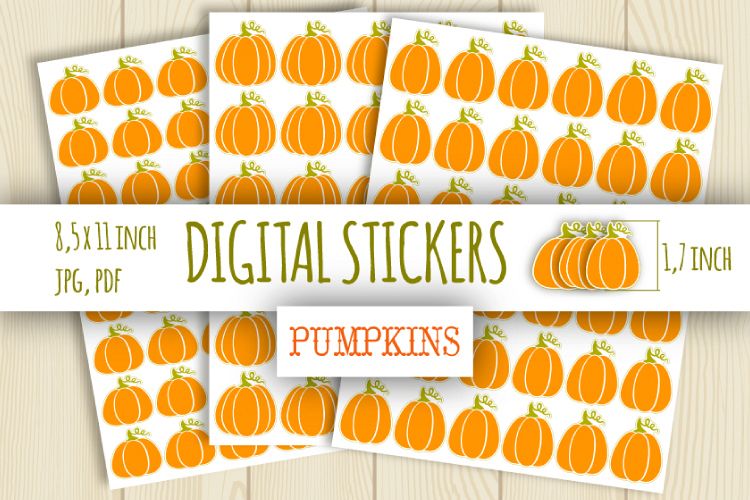 Pumpkin digital stickers. Autumn digital images
