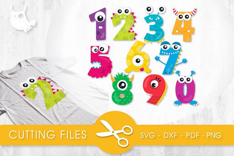 Monster Numbers cutting files svg, dxf, pdf, eps included - cut files for cricut and silhouette - Cutting Files SVG
