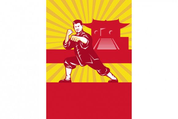 Shaolin Kung Fu Martial Arts Master Retro example image 1