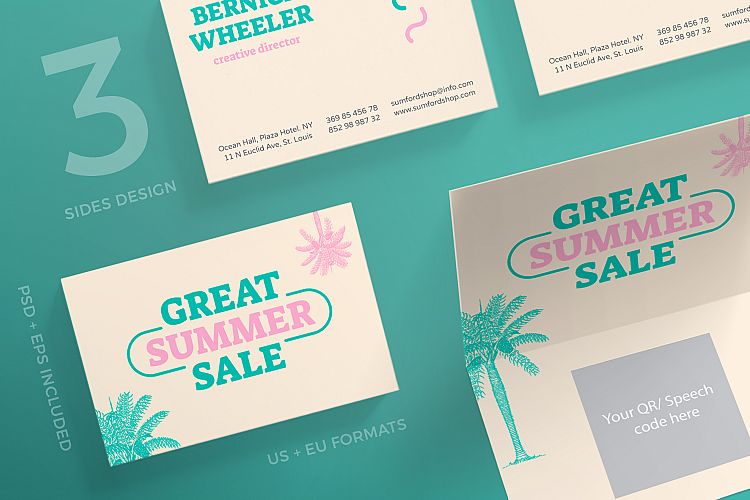 Great Summer Sale Business Card Design Templates Kit