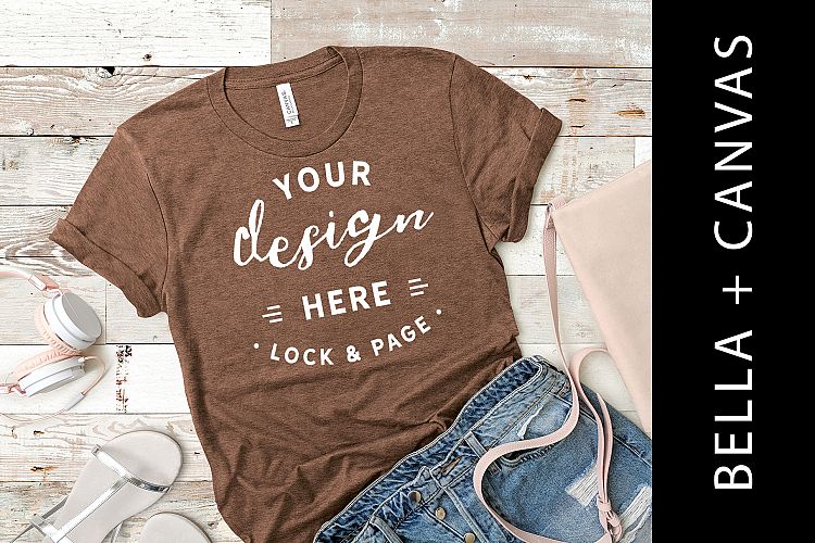 Heather Brown Bella Canvas 3001 T Shirt Mockup For Women
