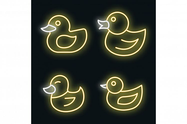 Duck icons set vector neon example image 1