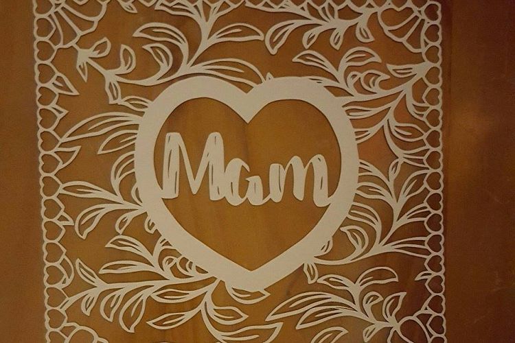 MAM, MOM & MUM floral square papercutting template