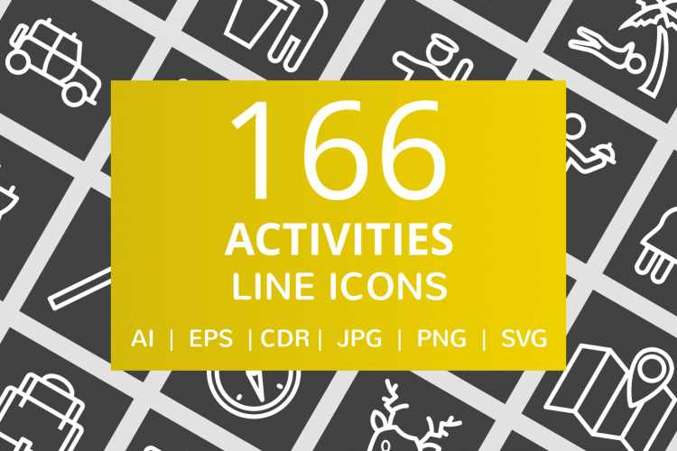 166 Activities Line Inverted Icons