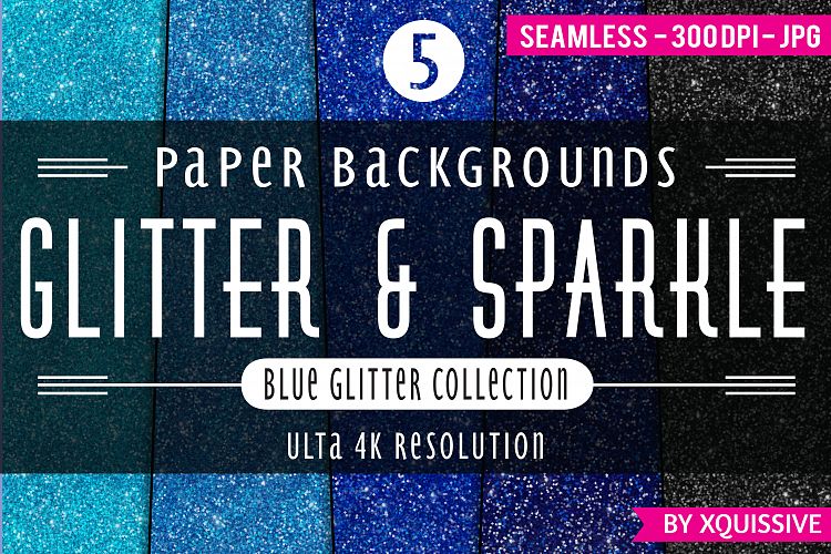 Glitter & Sparkle Paper Backgrounds - The Blue Bundle