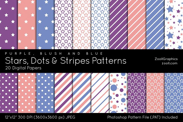 Stars, Dots And Stripes Digital Papers
