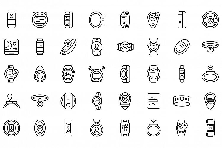 Wearable tracker icons set, outline style example image 1