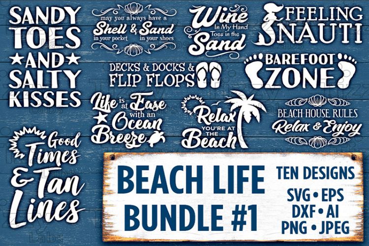 Salt Beach Life Svg Bundle Set 1 SVG Files -Beach Svg Files for Cricut Svg Files for Silhouette Salt Beach Life SVG Bundle Commercial Use - 524