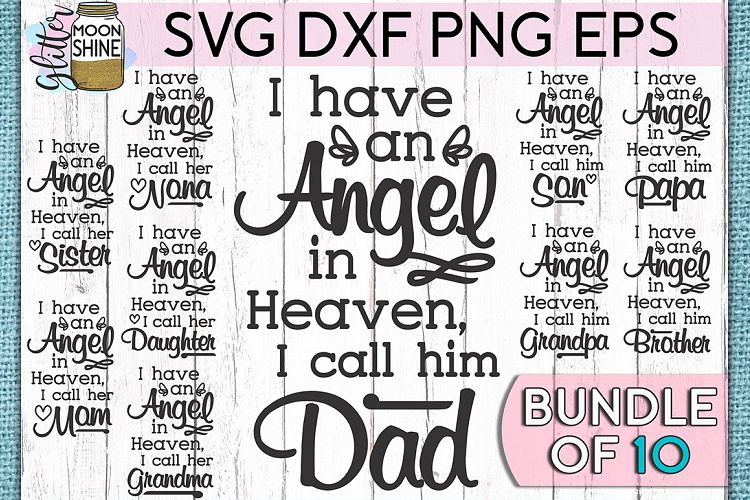 Angel In Heaven Bundle of 10 SVG DXF PNG EPS Cutting Files