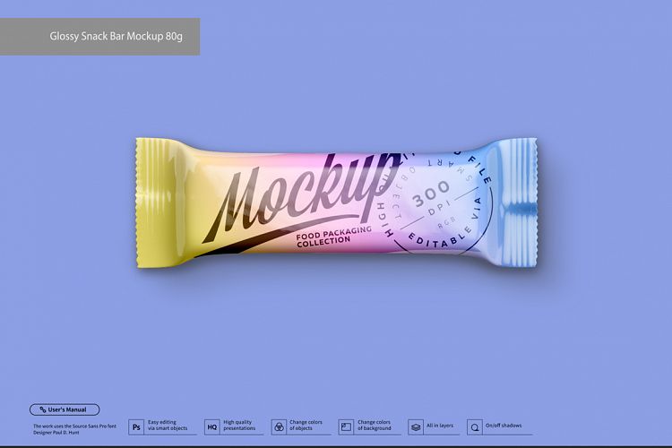 Glossy Snack Bar Mockup 80g