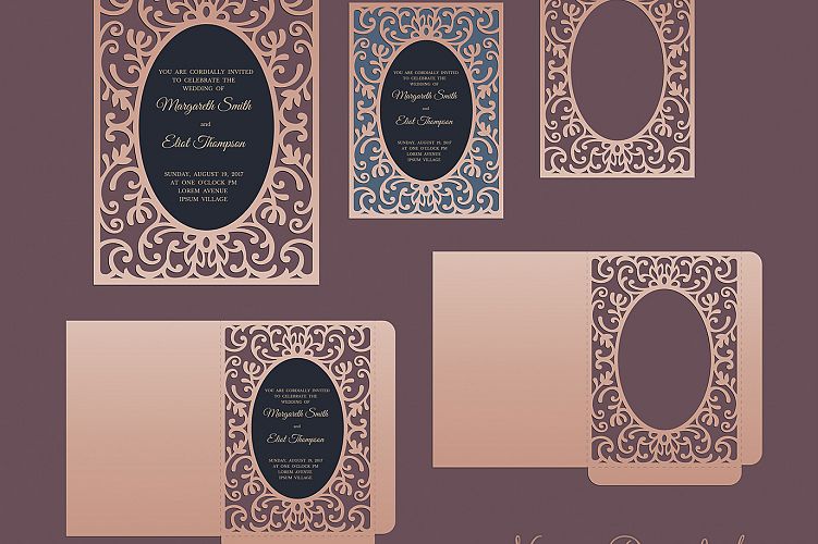 Ornamental frame envelope card 5x7, Cricut Template, pocket Envelope,  SVG, DXF, Cricut, Silhouette Cameo, laser cut file