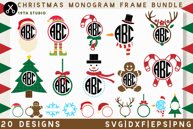 Christmas Monogram SVG Bundle | SVG DXF EPS PNG MB40