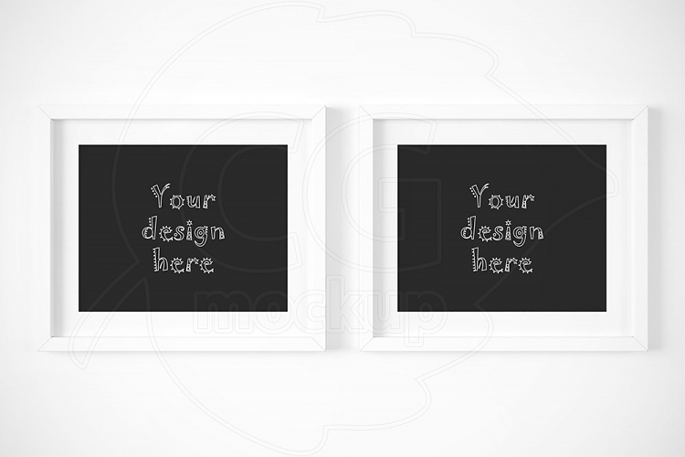 Set x2 white frame with matt mockup