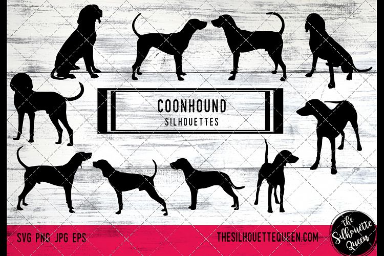 Coonhound Dog svg files cricut, silhouette clip art, Vector