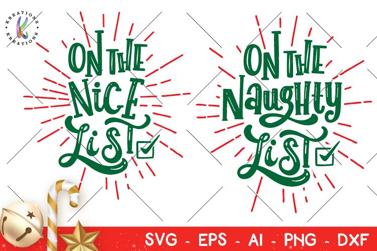 Christmas svg On the naughty list svg On the nice list svg