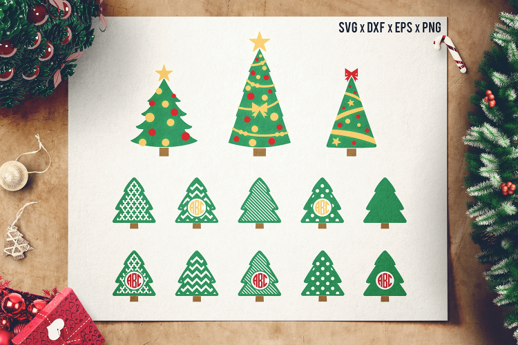 Christmas Tree SVG Cut Files - Christmas Monogram Frame SVG