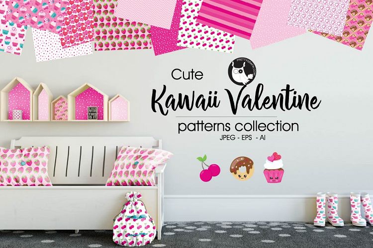 KAWAII-VALENTINE , digital papers