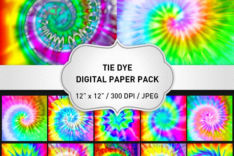Tie Dye Digital Paper Pack / Tie Dye Background / Scrapbooking / Card Making / Patterns / Printables / Rainbow