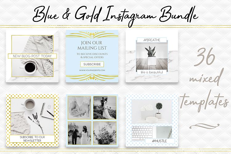 Blue & Gold Instagram Template Bundle