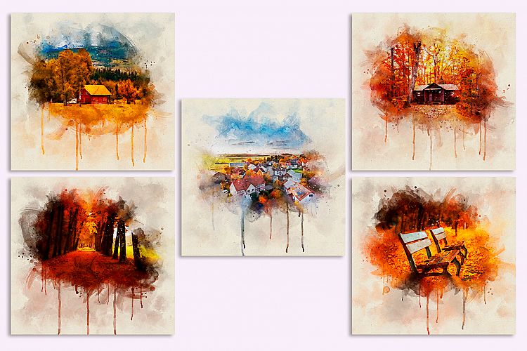Autumn in watercolor for Print