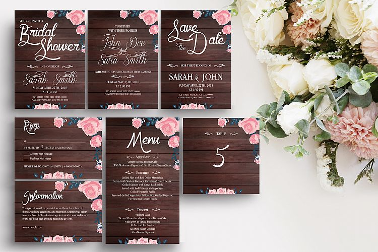 Rustic Wooden Wedding Template Suite