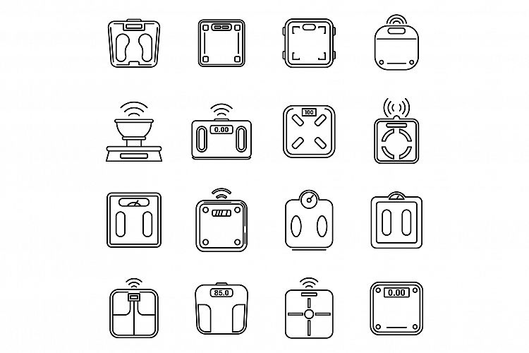 Body smart scales icons set, outline style example image 1