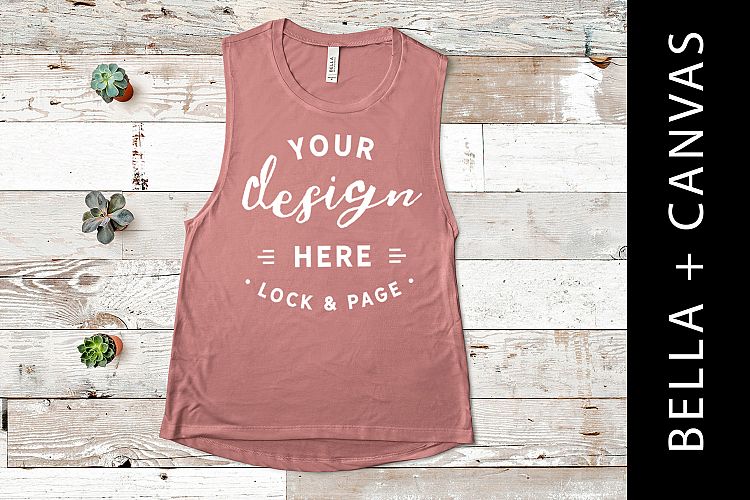 Mauve Bella Canvas 8803 Tank Mockup Feminine Apparel FlatLay