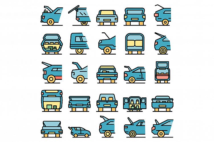 Trunk car icons set vector flat