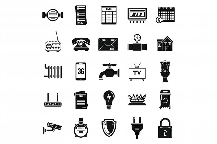 Energy utilities icons set, simple style example image 1