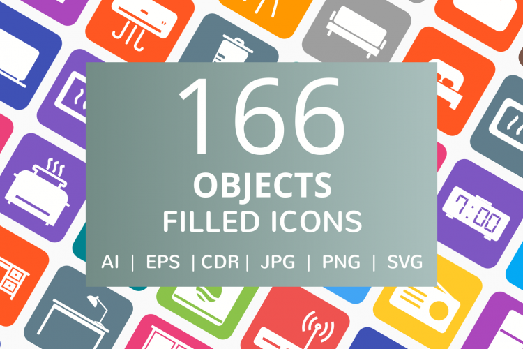 166 Objects Filled Round Corner Icons