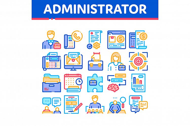 Administrator Business Collection Icons Set Vector example image 1