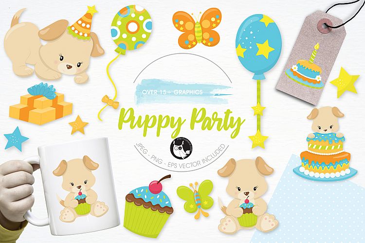 Puppy Party  graphics and illustrations
