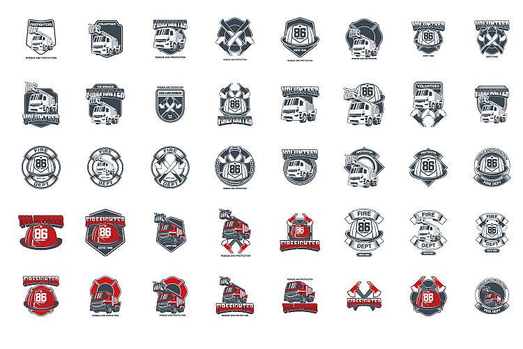 40 Set of firefighter emblems