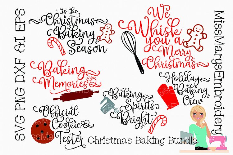 Download Christmas Baking Bundle Saying SVG Cutting File PNG DXF AI