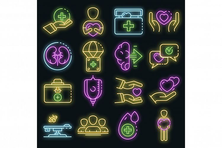 Donate organs icons set vector neon example image 1