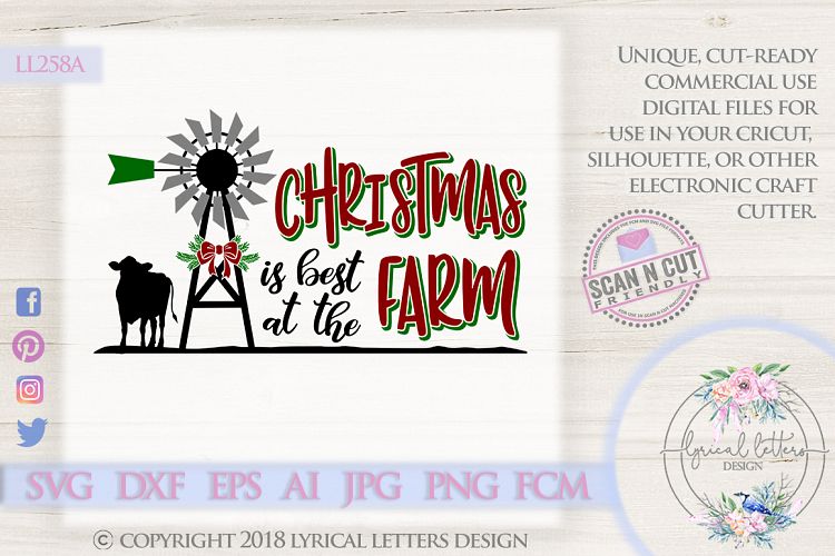 NEW! Farmhouse Christmas Best at the Farm Cow SVG LL258A