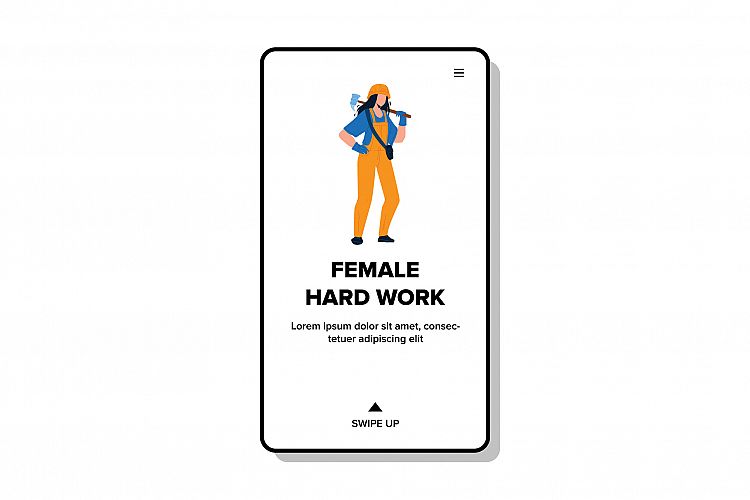 Female Hard Work On Building Or Factory Vector example image 1