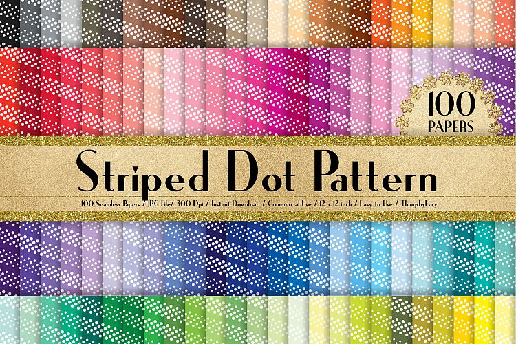 100 Seamless Diagonal Dot Striped Digital Papers