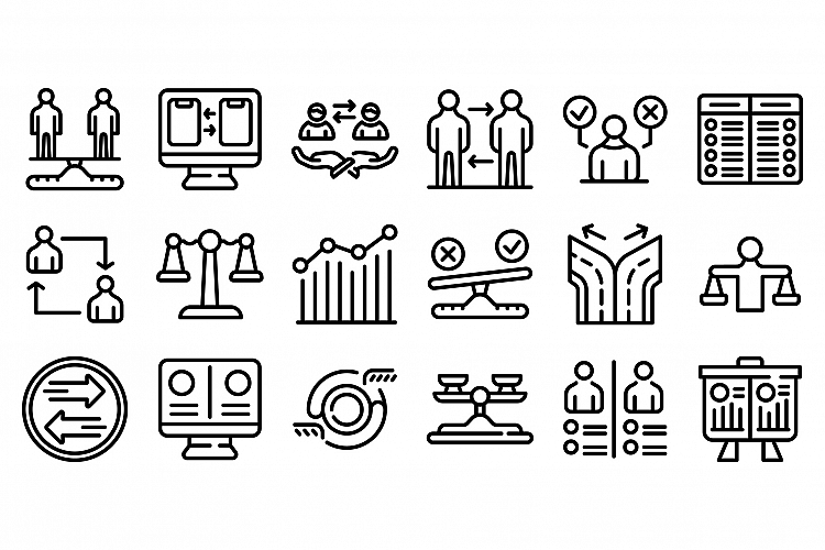 Comparison icons set, outline style example image 1