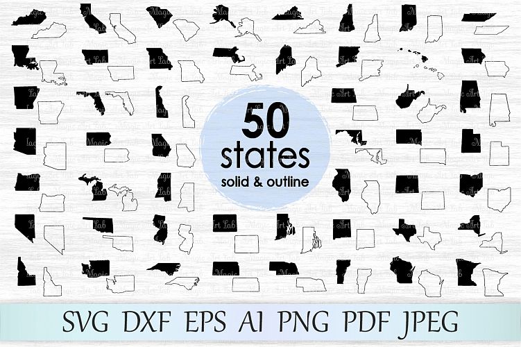 50 states svg, 50 states vector, United States svg, 50 states clipart, All states svg, 50 states clip art, 50 states cut, 50 states svg file