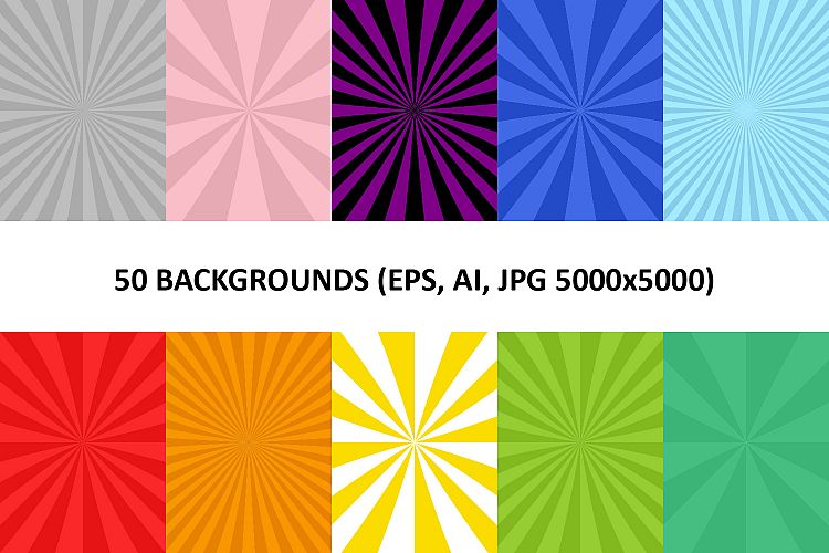 50 Burst Backgrounds (AI, EPS, JPG 5000x5000)