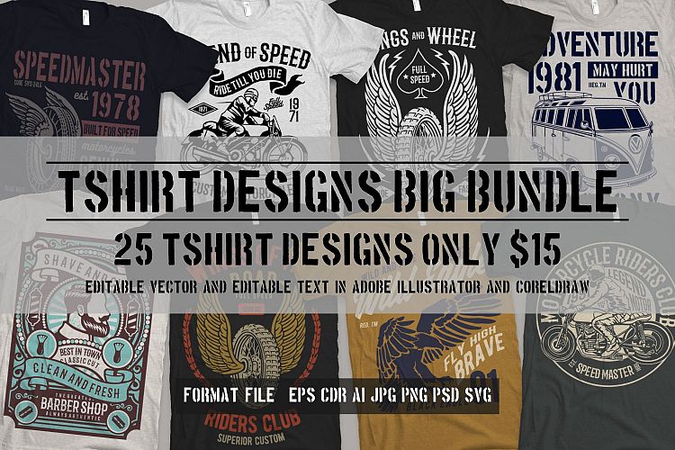 25 Premium Tshirt Designs Big Bundle 2