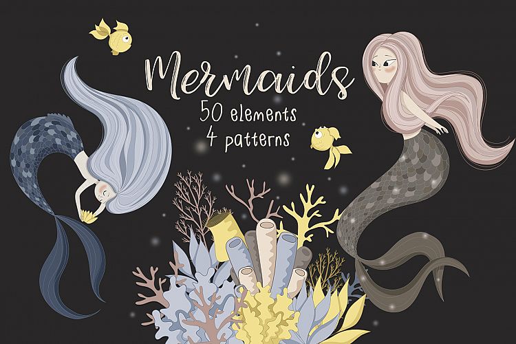Cute mermaids set