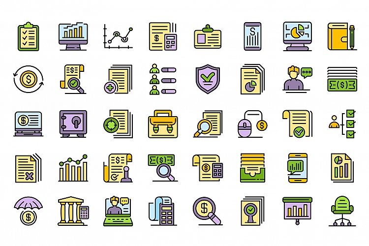 Audit icons set vector flat example image 1