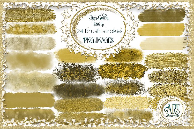 Ochre Amber Brush Strokes Clipart Autumn Golden Glitter  24 PNG - transparent background images