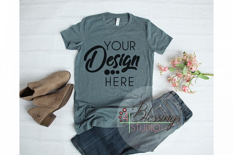 Bella Canvas Mockup 6004 Women TShirt Mockup Heather Slate