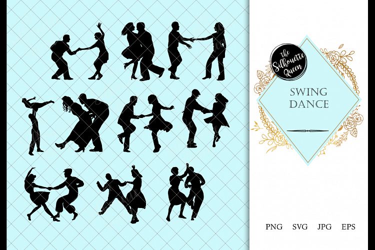 Swing Dance svg, dance cricut files, black dancer silhouette